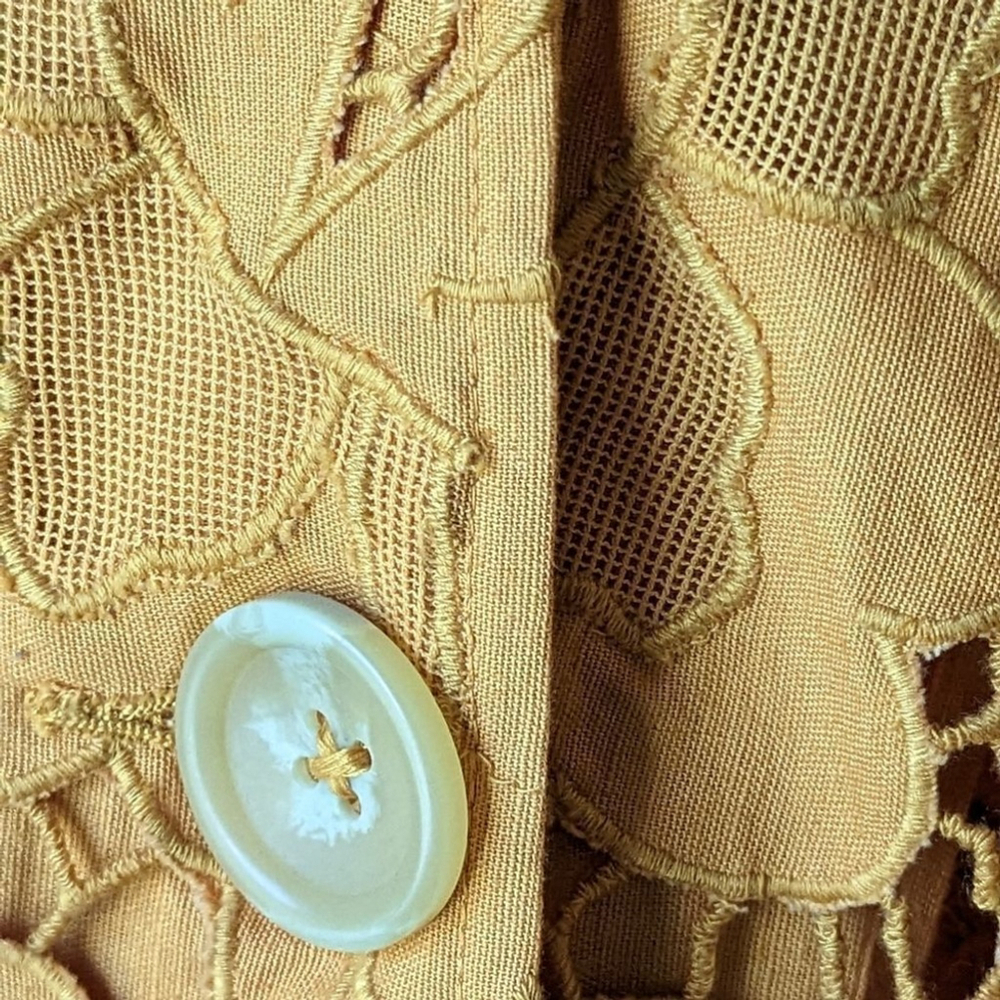 Free People Eyelet Linen Susanna Autumn Marigold Duster Jacket XS NWOT - Picture 7 of 15